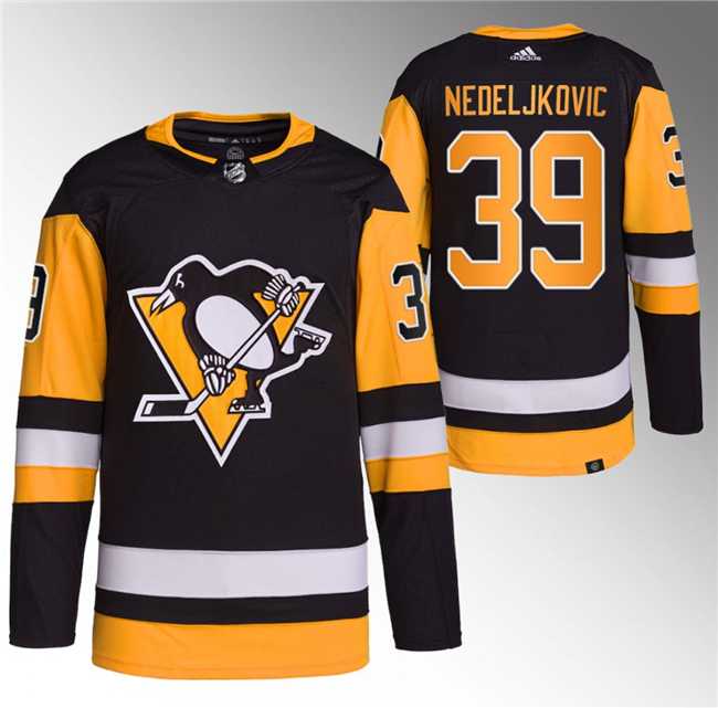 Mens Pittsburgh Penguins #39 Alex Nedeljkovic Black Stitched Jersey